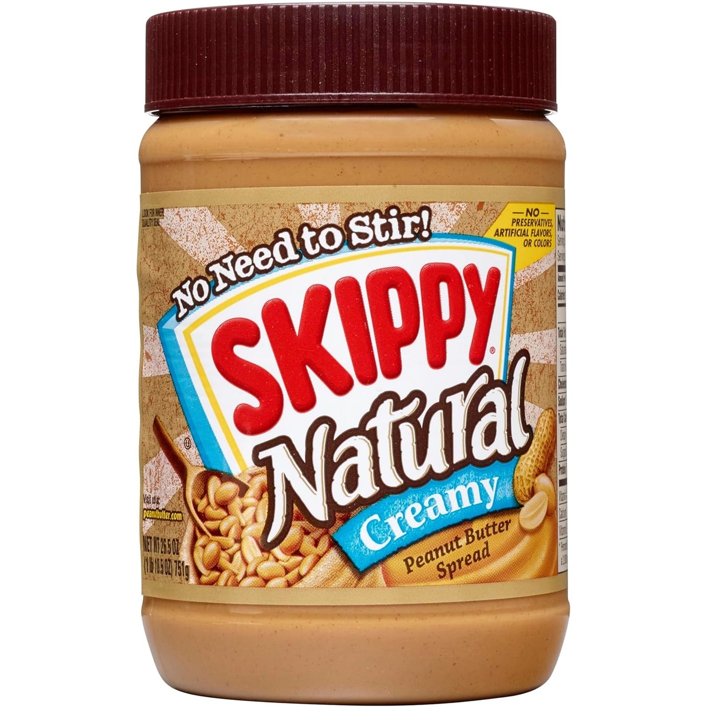 SKIPPY Natural Creamy Peanut Butter – 26.5 oz (Pack of 2)