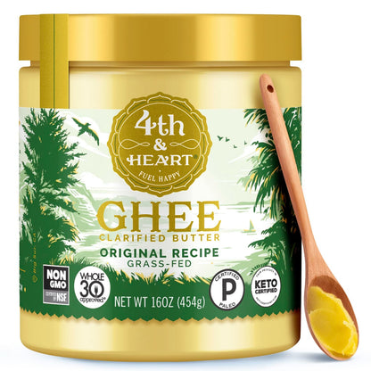 4th & Heart Original Grass-Fed Ghee Premium Clarified Butter, Keto & Paleo Friendly, 9 oz