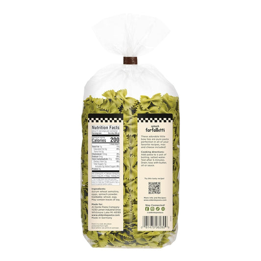 Al Dente Spinach Fettuccine – All-Natural Egg Pasta with Semolina & Spinach (12 oz, Pack of 4)