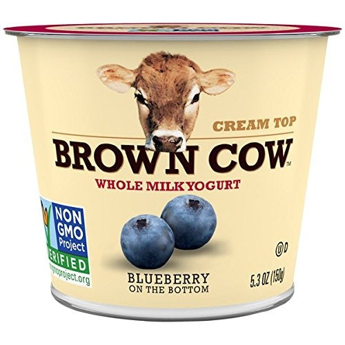 Brown Cow Fruit-On-The-Bottom Yogurt – Blueberry, 5.3 oz (Pack of 12)
